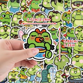 50Pcs Cartoon Frog Stickers for Girls Boys Children Teens,The Frog Prince Cute Style Stickers for Laptop Water Bottles,Bicycle,Skateboard,Computer,Waterproof Vinyl for Wall,Graffiti Stickers