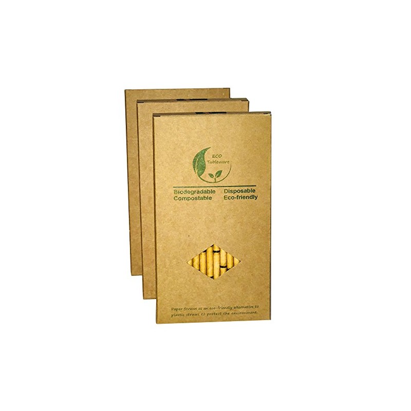 Yellow Bamboo Straws Replacement for Plastic Straws, 100% Organic Eco