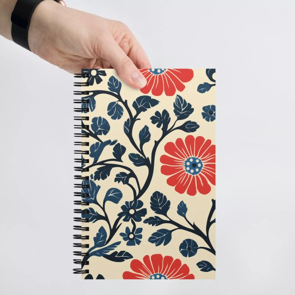 Flexityswift Red & Blue Flowers Greek Inspired Spiral notebook