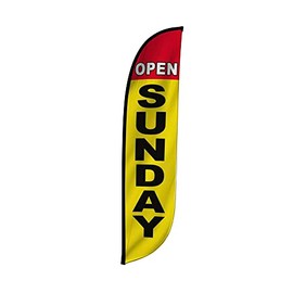 LookOurWay Feather Flag - 12ft Tall Advertising Flag Banner for Business and Events Promotion - Flag Only - Open Sunday (10M1200275)