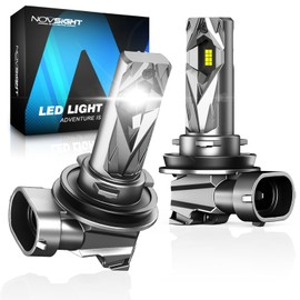 NOVSIGHT H11 H8 H9 LED Fog Light Bulbs - 400% Super Brighter 6500K Cool White, Fanless Light, 1:1 Size Perfect Low Beam, Plug and Play, Automotive Fog Lights Replacement