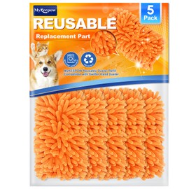 MyKEEPOW 5 Pack Reusable Duster Refill for Swiffer Hand Duster, 360 Degree Duster Refills for Spring Cleaning, Ceiling Fan, Orange (Handle is Not Included)
