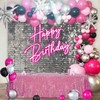 Sensfun Silver Sequins Pink Neon Birthday Backdrop for Photography Shining