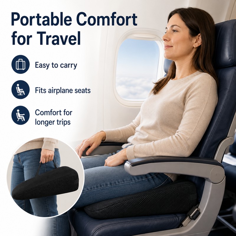Memory Foam Seat Cushion for Long Sitting – Breathable Non-Slip