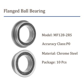 Kozelo 10pcs Flanged Ball Bearings 8mm Inner Diameter x 12mm OD x 3.5mm Thick Lawn Mower Cart Hand Truck Wheel Barrow Replacement Chrome Steel