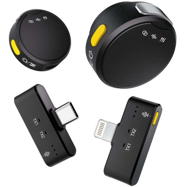 RIBIU Wireless Lavalier Microphone for iPhone/Android/PC, Mini Microphone with Noise