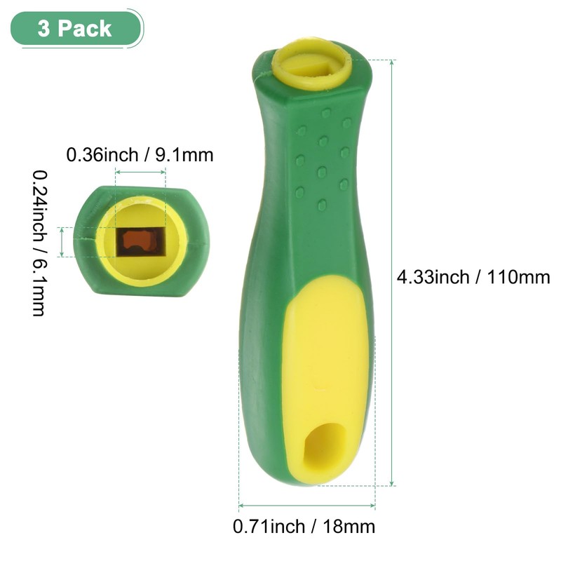 M METERXITY 3-Pack Rubber File Handle, 4.33 Inch Ergonomics Medium