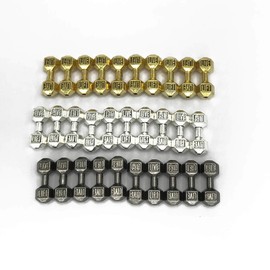 Dumbbell Charms For Jewelry Making – DIY Supplies Miniature Sports Fitness Equipment Connector Spacer Charm Bead Pendant – Silver Gold Black Colors Total 30 Pcs