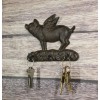 Ebros Gift Cast Iron Whimsical Flying Pig Angel 3-Peg Wall
