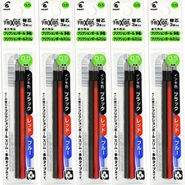 Pilot LFBTRF30EF3Cx5 FriXion Ball and Slim Refills, Multi Color, 0.02 inch (0.5 mm), 3 Colors x 5 Packs