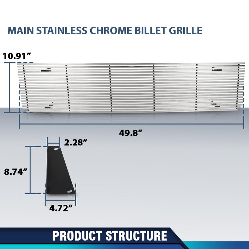 PIT66 Main Stainless Chrome Billet Grille Compatible with Chevy Blazer