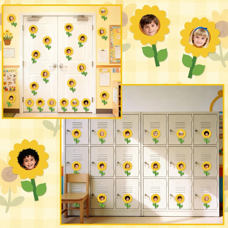 AnyDesign 50 Pcs Sunflower DIY Cutouts Floral Cut-Outs Yellow Flower