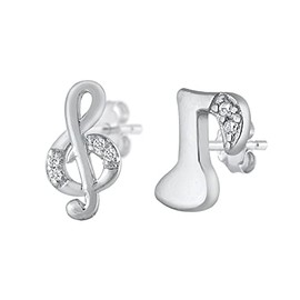 Sterling Silver Musician Music Note Treble Clef Choir Instrument Earrings 925