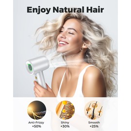 Hair Dryer - Bopcal Ionic Blow Dryer with Concentrator for All Hair Types,110000 RPM High-Speed Fast Drying Lightweight and Quiet, 200 Million Negative Ions Dryer with Thermo-Control (1500w)