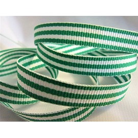 ABCD Grosgrain Ribbon - Emerald Green and White Stripes - 3/8" Wide - 10 Yards - Hair Bows & Holiday Crafts