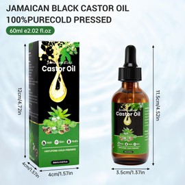Jamaican Black Castor Oil 100% Pure Natural Cold Pressed, Jamaican Black Castor Essential Oil, Organic Body Massage Castor Oil Hair Nourishing 60ml, Can be Used with Essential Oil Pack