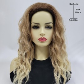 Long Brown Mixed Blonde Wigs for Daily Use Fashion Ombre Heat Resistance Synthetic Curly Wavy Wig Cosplay Party Wig for Women