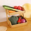 FUKWUNTO Fruit Basket Bamboo 3 layer drainage rack, Double-layer Assembled