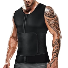 Cimkiz Mens Sweat Sauna Vest for Waist Trainer Zipper Neoprene Tank Top, Adjustable Sauna Workout Zipper Suit (Black, 3X-Large)