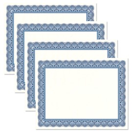 Elite Blue & White Parchment Certificate Papers - Pack of 25, Laser & Inkjet Printer Compatible, For Office, Business Awards, Graduation, School Diplomas, 8-1/2" x 11" on 60 lb.Text Stock