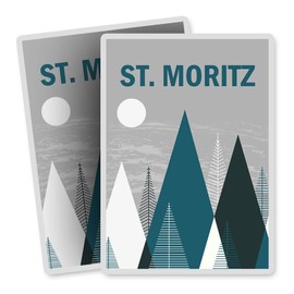 Vinyl Rectangle Vertical (Portrait) Stickers (Set of 2) 10cm - St Moritz Switzerland Mountains Travel for Laptops, Tablets, Luggage, Scrap Booking, Fridges #58904