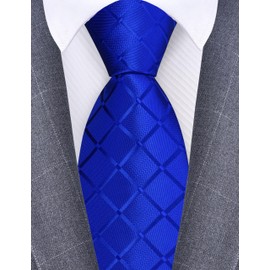 GUSLESON - Corbata de jacquard tejida a cuadros de 3.15 pulgadas (8 cm) para hombre, Azul Real, general
