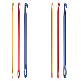 Zuoyou 6PCS Aluminum Tunisian Afghan Crochet Hook DIY Knitting Needles Tool with Eye 2.75/4/6mm