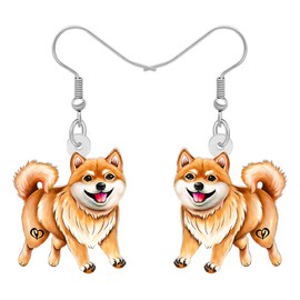 YAYAKO Novelty Acrylic Smiling Shiba Inu Dangle Jewellery Cute Puppy Dog Earrings for Women Girls Gifts Charms, Acrylic, No Gemstone