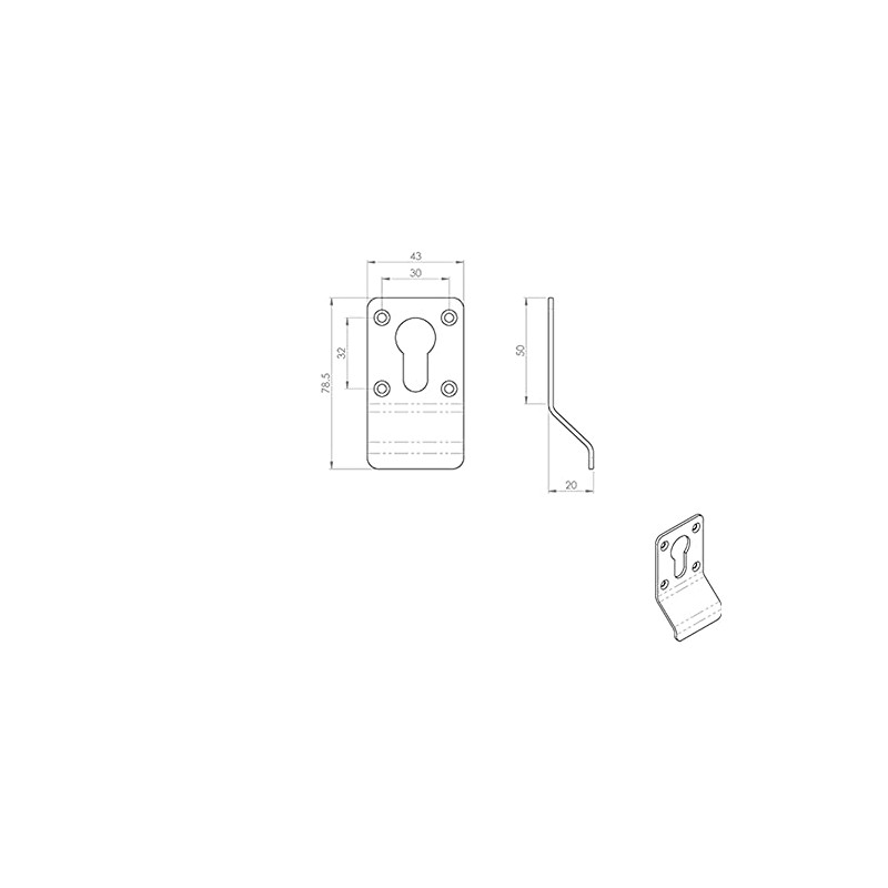 Euro Profile Cylinder Latch Pull Handle - 78 x 44mm