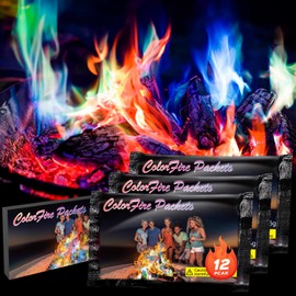 12 Pack Colorful Flames Color Fire Packets Fire Pit for Campfire,Fire Color Packets Camping Accessories for Kids & Adults,Outdoor Fire Changing Flame Powder. (12 Packets)
