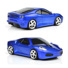 UrChoiceLtd F430 Wireless Mouse, 2.4GHz Mouse 3D 1600DPI Sports Racing Car Shape Optical Usb Cordless Gaming Mouse with Headlight and Tail Light-Up (Dark Blue)