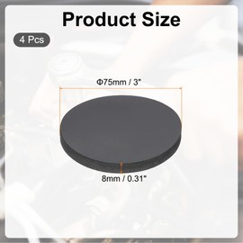 PATIKIL Rubber Solid Discs Washers, 4 Pcs Anti-Vibration Spacer 75mm OD x 8mm Thick Rubber Round Gasket Pad Bushings Spacer Washer for DIY Gasket Craft, Black