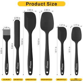 NileHome Silicone Spatula Set, 6 Pieces Food Grade Kitchen Utensils with Silicone Brush Heat Resistant BPA-free Rubber Spatula for Scraping, Baking, Cooking, Mixing