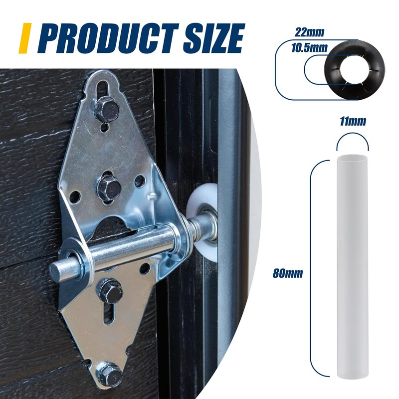 22Pcs Garage Door Hinge Quiet Roller Sleeves with Roller Shaft