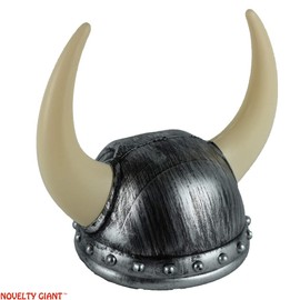 Norwegian Grey Skull Viking Helmet Costume Hat with Horns