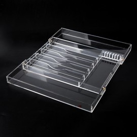 Acrylic Silverware Drawer Organizer Kitchen,Expandable Drawer Organizer,Silverware Organizer for Forks and Knives,Multipurpose Kitchen Organizers Divider and Storage Solution(pull-out,transparency)