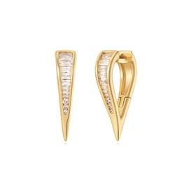 MYEARS Women Spike Bar Earrings Gold Huggie Heart-shape Hoop Ear Stud Cuff Cubic Zirconia 14K Small Simple Hypoallergenic Everyday Jewelry