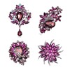 Ezing 4pcs Purple Crystal Rhinestone Brooches For Wedding Bouquet Decoration