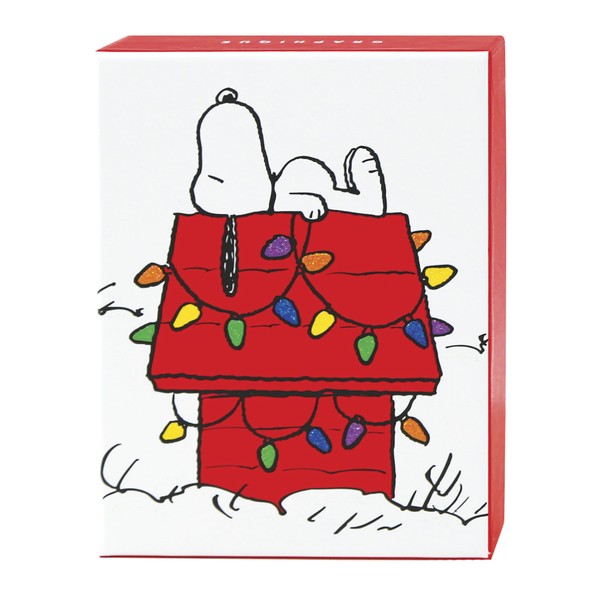 Graphique Peanuts™ House Holiday Cards | Pack of 20 Cards with Envelopes | Blank Inside | Christmas Greetings | Glitter Accents | Boxed Set | 3.25" x 4.75"