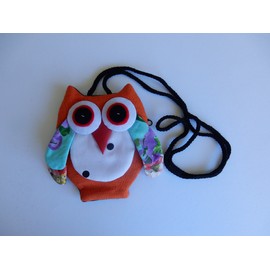 Children's Neck Pouch in Owl Design Made of Cotton, multicoloured, Neck pouch