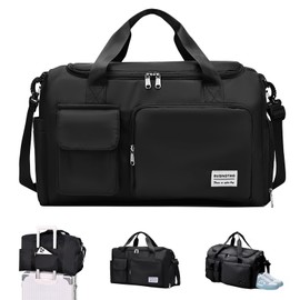 COEKI Sports Bag Women Men Waterproof Travel Bag with Shoe Compartment Wet Compartment Large Capacity Travel Bag Gym Bag Swimming Bag Overnight Weekender for Travel, Fitness, Sports, black, Sports bag