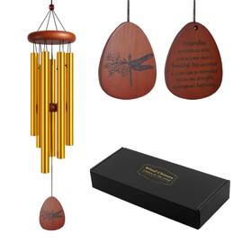 OIHCAZ Wind Chimes for Garden 25.5 Inch, Handcrafted Pine Wood & Aluminum Outdoor Memorial Wind Chime for Home Patio Yard Garden Decor, Thanksgiving for Women Men