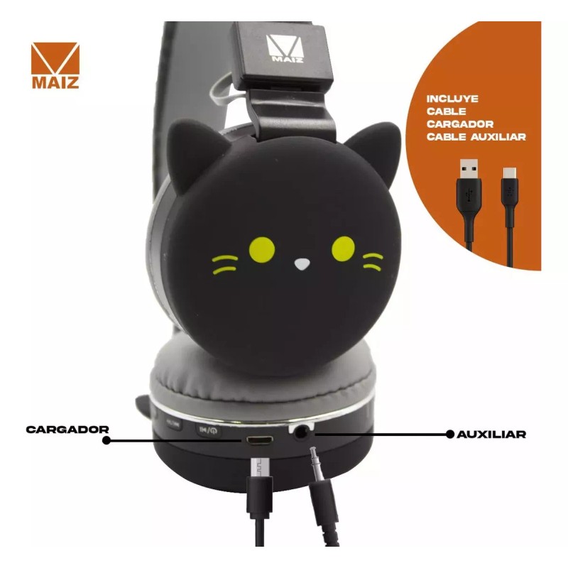 Maíz 4x3 Audifonos Bluetooth Inalambrico Kawaii Diadema Stereo