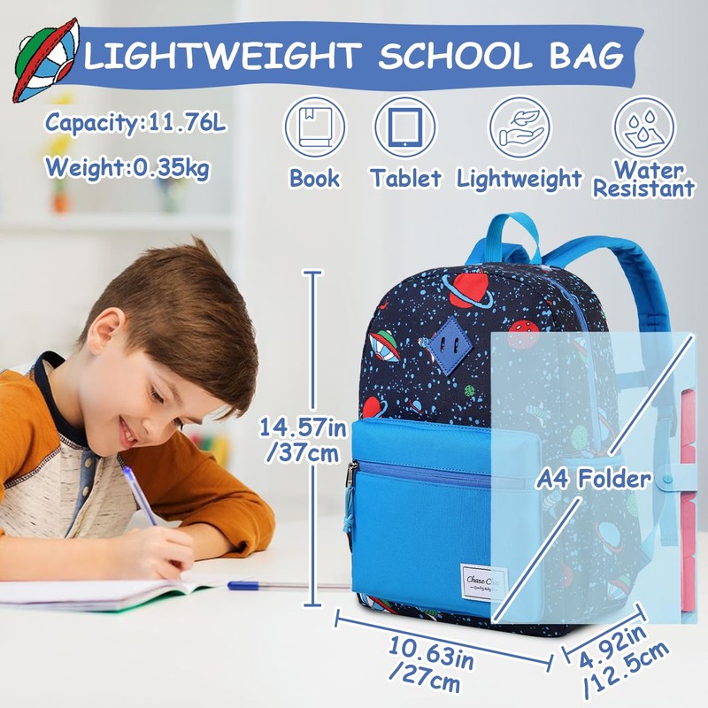 Kids Backpack,ChaseChic Lightweight Preschool Backpacks with Chest Strap (Space)