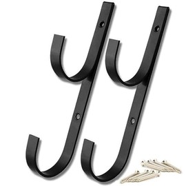 EverVanz Swimming Pool Aluminum Pole Hanger Set, Blue, 1-Pack (2 Hooks), for Telescoping Poles, Leaf Rakes, Skimmers, Nets, Brushes, Vacuum Hoses (1 Pair [ Black ]) G_17