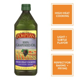 Pompeian 100% Grapeseed Oil, Light and Subtle Flavor, 24 Fl Oz, Pack of 6