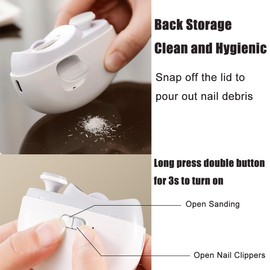 ThreeH Automatic Nail Clipper with Light and 2 Speeds Rechargeable Safety Nail Cutter Nail Scissors with Nail Scraps Storage for Baby, Kids, Toddler, Adult, Seniors,Pink