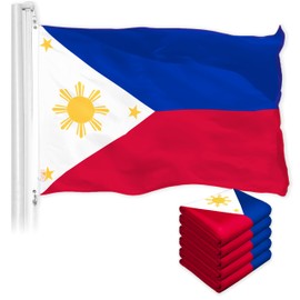 G128 5 Pack: Philippines Filipino Flag | 3x5 Ft | LiteWeave Pro Series Printed 150D Polyester | Country Flag, Indoor/Outdoor, Vibrant Colors, Brass Grommets, More Durable Than 100D 75D Polyester
