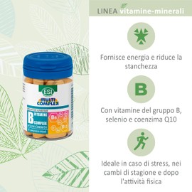 ESI - Multicomplex Vitamine B, Integratore Alimentare Multivitaminico del Gruppo B, con Selenio, a Rilascio Prolungato, Riduce Stress e Affaticamento, Ideale nei Cambi di Stagione, 50 Compresse