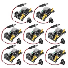 ALAMSCN 3.3V 5V MB102 Solderless Breadboard Power Supply Module with 9V Battery Clip Power Cable 2.1x 5.5mm Male DC Jack Plug for Arduino (Pack of 8)